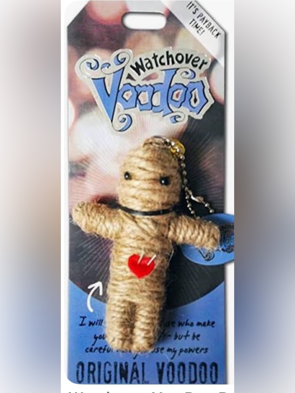 Voodoo Original Voodoo Doll Keychain - Natural Twine with Red Heart